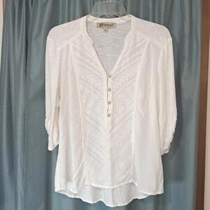 Democracy knit shirt blouse - large - off white